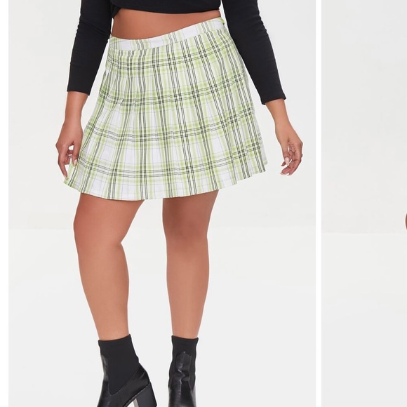F21 green plaid skirt - Picture 1 of 8